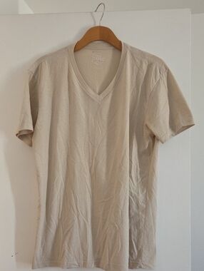Classic V-Neck Short Sleeve Tee - Cream